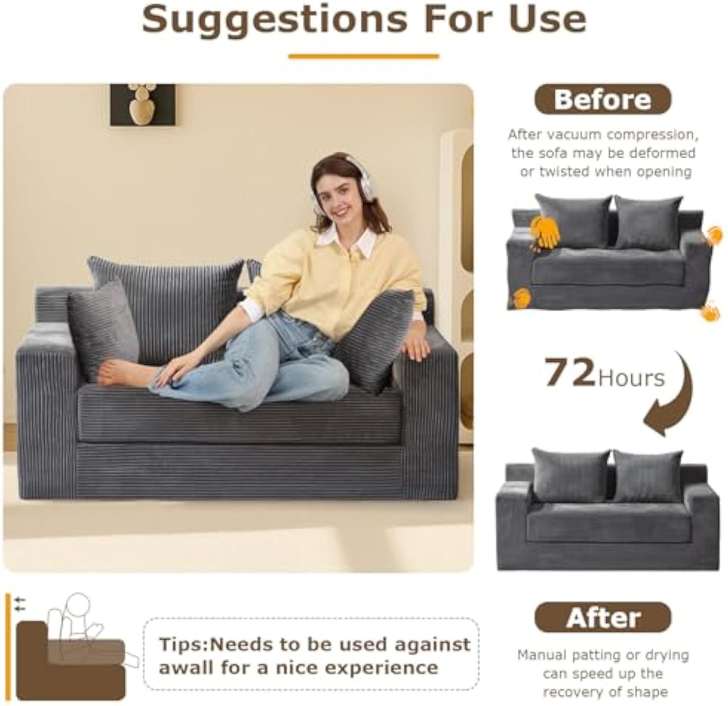 3-in-1 Convertible Loveseat Sofa