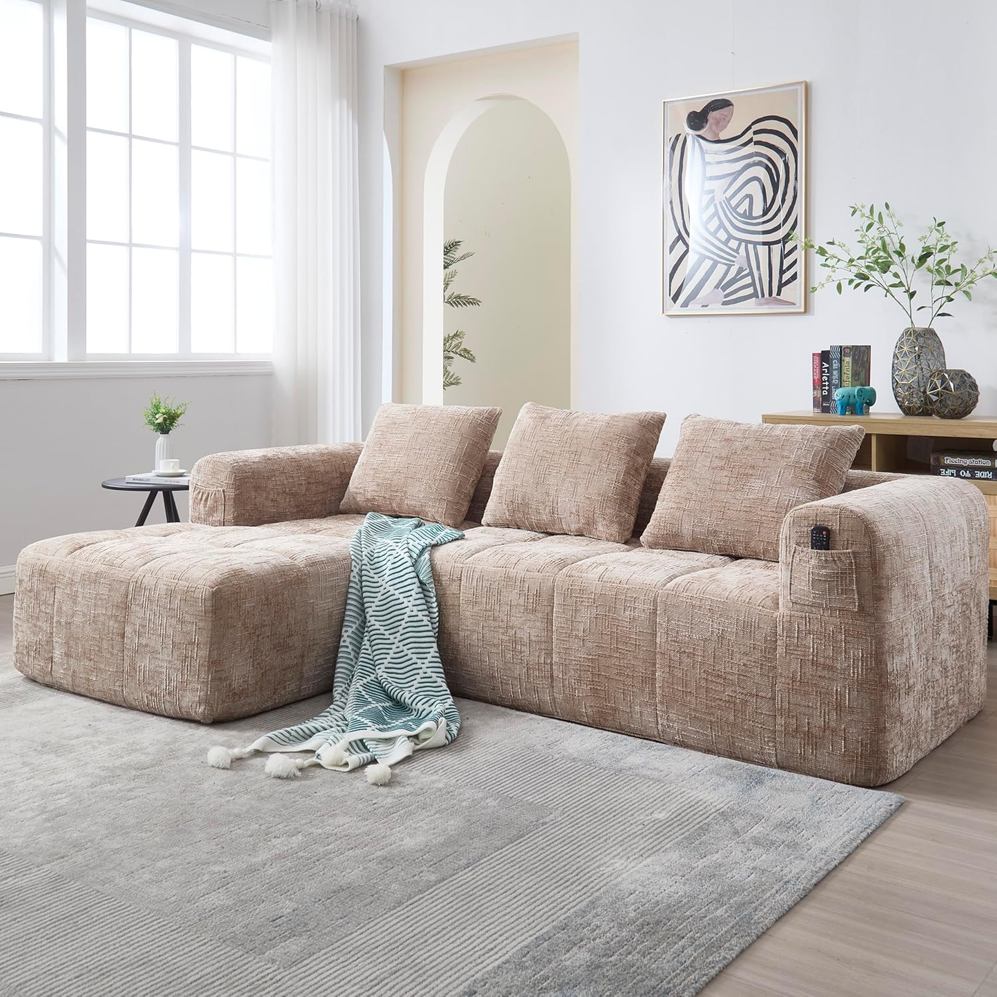 6-Color Modular Sofa Set –Built-In Pockets for Remotes, Magazines & More