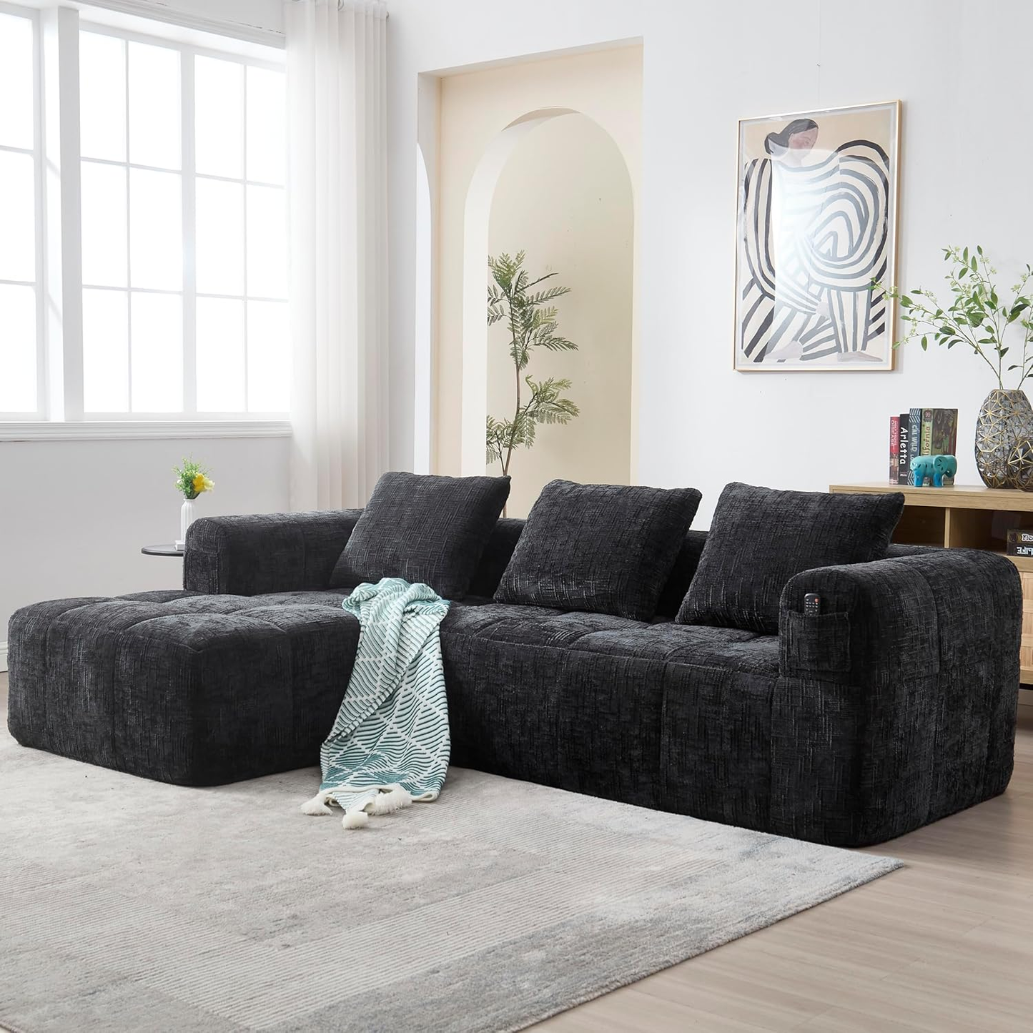 6-Color Modular Sofa Set –Built-In Pockets for Remotes, Magazines & More