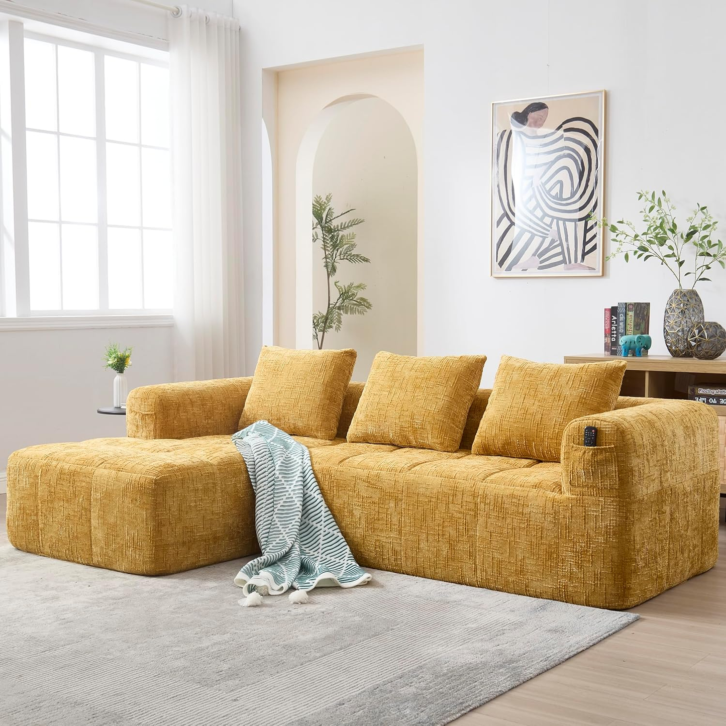6-Color Modular Sofa Set –Built-In Pockets for Remotes, Magazines & More