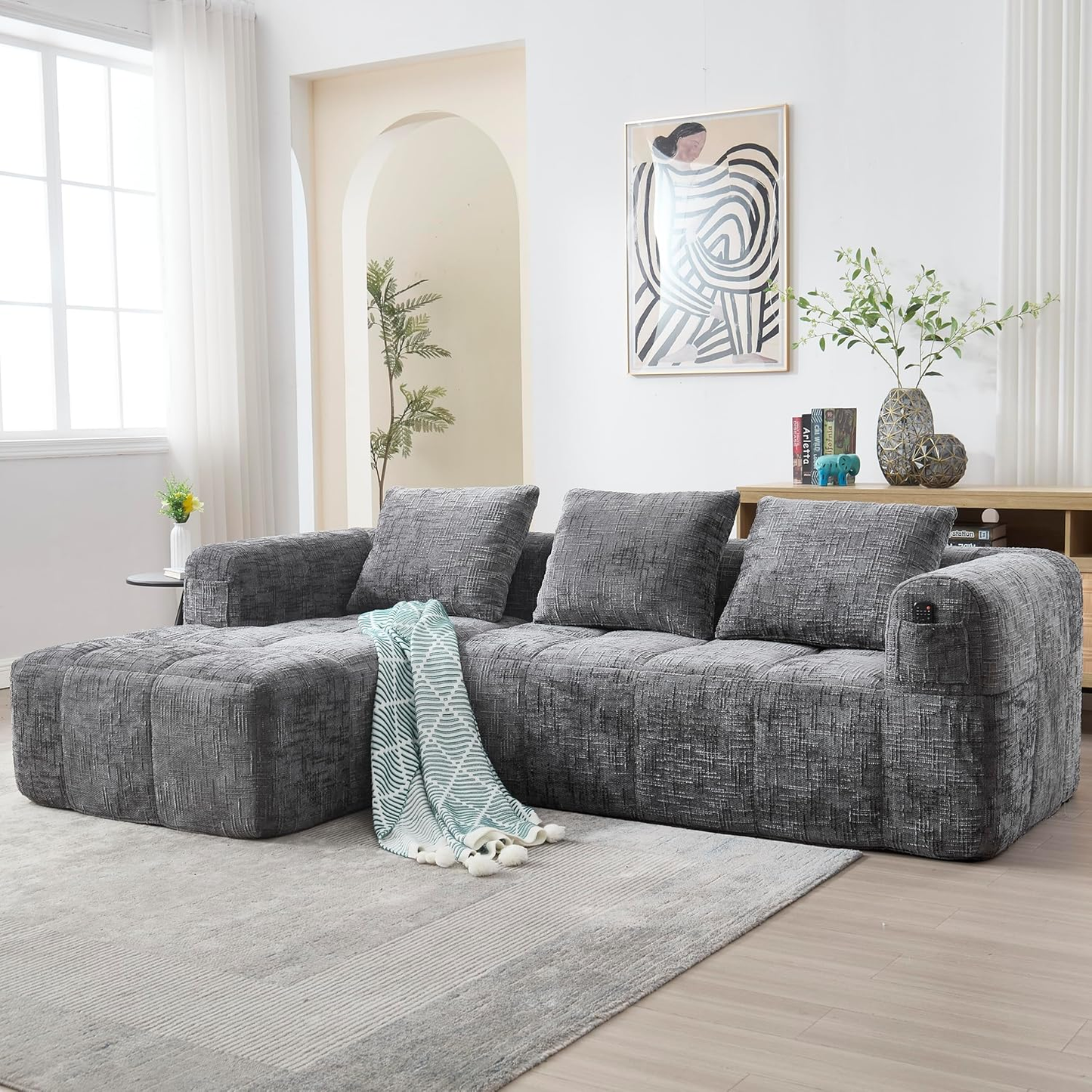 6-Color Modular Sofa Set –Built-In Pockets for Remotes, Magazines & More